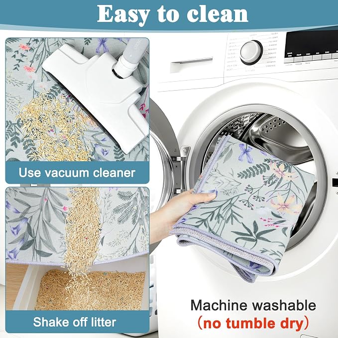 Bienbee Cat Litter Mat, 2 Pack 33" x 22" Machine Washable for Litter Boxes | Cat Litter Rug with Waterproof Backing, Non-Slip Grip and Soft On Kitty Paws to Catch Litter and Protect Floor