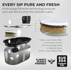 Wireless Cat Water Fountain Stainless Steel 108oz/3.2L, Cordless, Battery Operated Cat Fountain (Last up to 50 Days), Ultra Quiet, 2 Flow Modes, Multi-Filtration, BPA Free - Black +6 Filters
