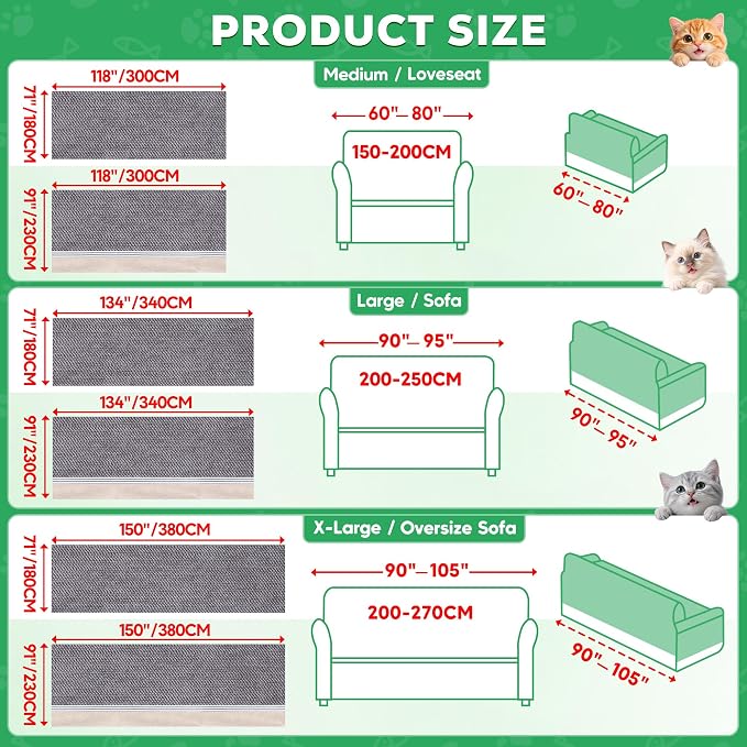 Loiion Cat Scratch Proof Furniture Protector Waterproof Sofa Cover 134"x71" | Pet-Friendly Couch Protector, Anti-Scratch & Anti-Slip Sofa Cover For Cats Dogs Kids, Machine Washable