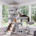 Heybly Cat Tree 72.4-Inch Anti-Tip Cat Tower with Spacious Perches HCT060W | All-in-One Cat Furniture for Large Cats, Multiple Interactive Areas, Extra-Large Sisal Scratching Board, Light Gray