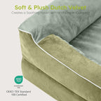 CWAWZ Jumbo Dog Bed for Extra Large Dogs, Orthopedic Dog Bed with Cooling Gel Memory Foam, Waterproof Pet Bed with Removable Washable Cover, 45" Pet Sofa Couch Dutch Velvet with Bone Toy, Dark Green