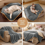 Luciphia Waterproof Pet Blanket, Washable Reversible Sherpa Fleece Throw | Liquid-proof furniture protector for bed and couch, soft reversible sherpa fleece for dogs, cats grey, XL