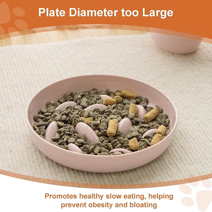 Slow Feeder Bowl for Cats and Small Dogs,Cilkus Fish Pool Design, Fun Interactive Bloat Stop Puzzle Feeder Bowl Healthy Eating Diet Made of Melamine Food Grade Material (Pink)