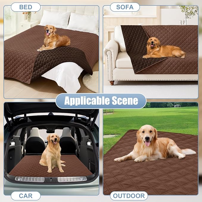 Smiry Waterproof Reversible Pet Couch Covers for Dogs | Pet Friendly, Soft Fabric, Washable Sofa Furniture Protector for Dogs Cat Kids, Checkered (30"x53", Brown/Chocolate)