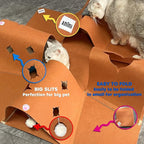 Interactive Cat Tunnel Mat for Indoor Cats, 4-Way Felt Cat Cave with Hanging Ball, Foldable Kitty Play Mat and Hideout, Pet Enrichment Toy for Kittens, Rabbits, Small Pets | 35.4" Multi-Entrance Cat Play Tunnel with Cozy Hideaway Space, Provides Enrich...