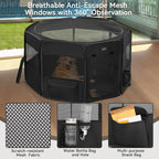 PETSFIT Portable Dog Playpen 45", Removable Waterproof Mat, Zippered Roof | Jump-proof, Collapsible Storage, RV Camping Travel, Indoor Outdoor Use, Large Dogs and Cats, 45.5"L x 45.5"W x 28.5"H