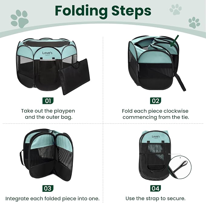 Love's cabin Pet Puppy Dog Playpen, Medium Dog Tent Crates Cage Indoor/Outdoor, Portable Playpen for Cat, Foldable Pop Up Dog Kennel Playpen with Carring Case, Removable Zipper Top, Green