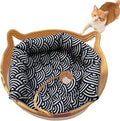 Instinct Basket, Stimuli Handwoven cat Basket Rope Cotton with Cushion, Eliminates Bed Rejection Round Pet Basket, Boho Catbed for Cats Handwoven Scratchable Breathable Weave (Large-A)