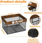 Dog Toy Bin Toy Basket Metal Storage Box with Handles Dog Organizer Chew-Proof Dog Toy Box Blankets Leashes Chest Puppy Dog Toy Storage Wood Metal Container Home Decor Pet Toys Dog Cat
