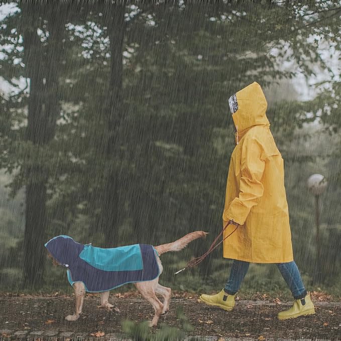 IECOii Dog Raincoats for Large Dogs,Waterproof Large Doggy Rain Jacket with Hood,Reflective Breathable Pet Rain Coat with Hood,Ideal for Adventures, Walking, Hunting in Dark,Blue,XL