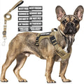 Tactical Dog Harness and Leash Set Medium Sized Dog+10 Dog Patches | Adjustable No Pull Service Animal Dog Vest with Dog Seat Belt,Padded Handles,Reflective Easy Walk for Training Hiking Brown M