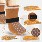 KOOLTAIL Non Slip Dog Socks Shoes to Prevent Licking Paws and Scratching, Winter Pet Booties for Cold Pavement & Hardwood Floors, Dog Grip Booties for Small Medium Large Senior Dogs
