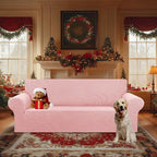 Stretch Oversized Couch Covers for Sofa Slipcover,Dusty Pink | 1-Piece Washable Sofa Cover (94"-110") 4-Seater Furniture Protector, Soft Jacquard Non-Slip Elastic Bottom for Dogs & Kids