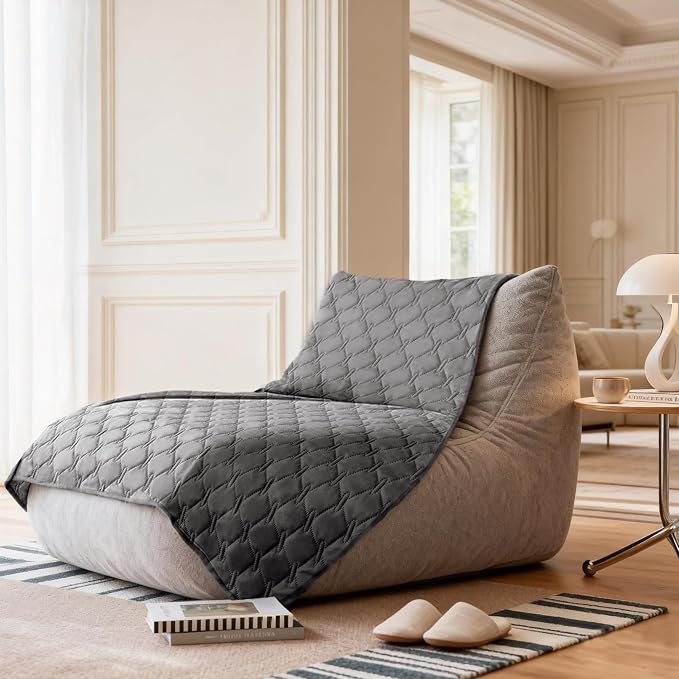 gogobunny 100% Double-Sided Waterproof Dog Bed Cover Pet Blanket Sofa Couch Furniture Protector for Puppy Large Dog Cat, Reversible (82x120 Inch (Pack of 1), Dark Grey/Light Grey)