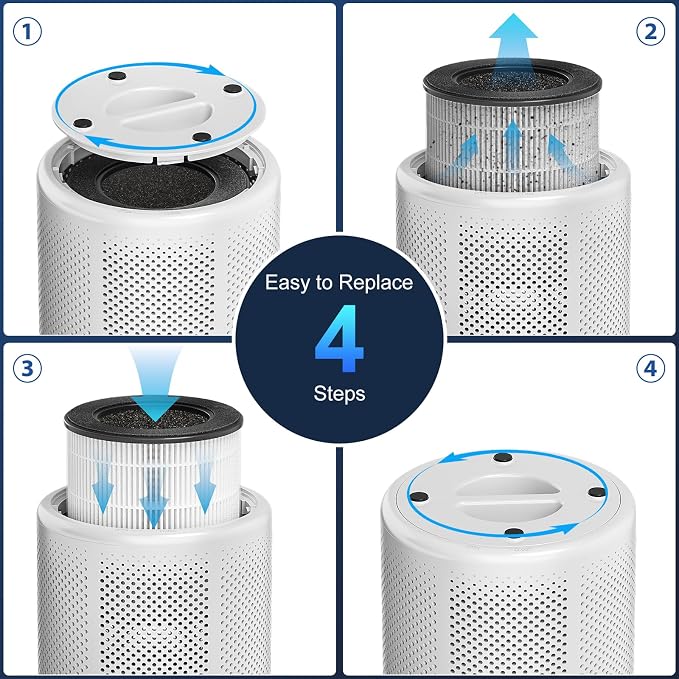 Tailulu D10 Official Air Purifier Replacement Filter（2 Pack） | H13 True HEPA Air Filter Removes Smoke, Odor, Dust, Pet Hair