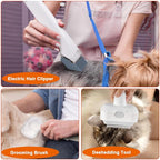 Dog Grooming Vacuum Kit & Pet Clipper - 6-in-1 Shedding Brush with 99% Hair Suction, 6 Grooming Combs Included