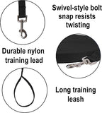 Hi Kiss Dog/Puppy Obedience Recall Training Agility Lead/Leash - 15ft 20ft 30ft 50ft 100ft - Great for Play, Camping, or Backyard - Black