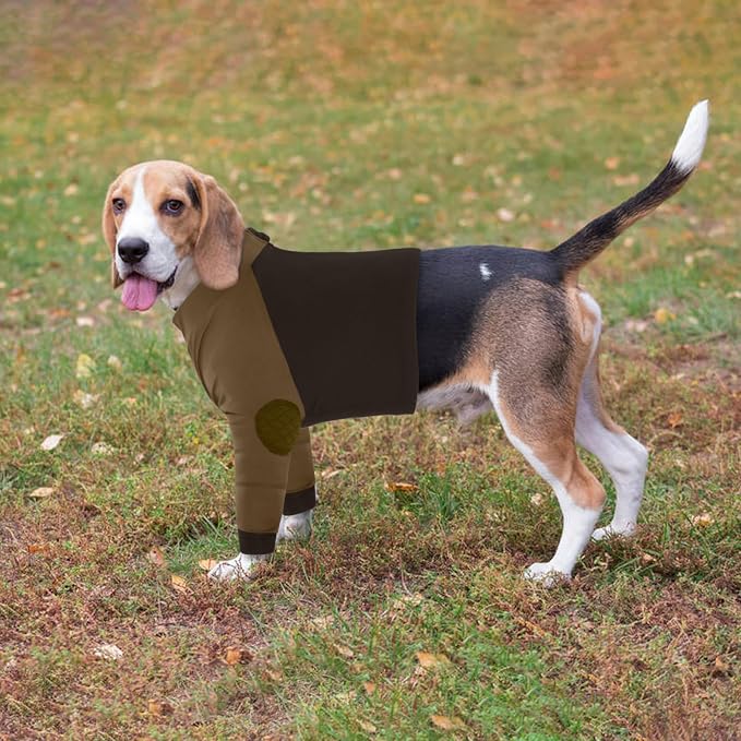 Lelepet Dog Recovery Sleeve for Wounds Front Legs, Stop Licking Dog Shirt | Elbow Protector for Leg Injuries Shoulder Wounds After Surgery Male Female,Zippered Long-Sleeved Shirt Cone Alternative S-3XL