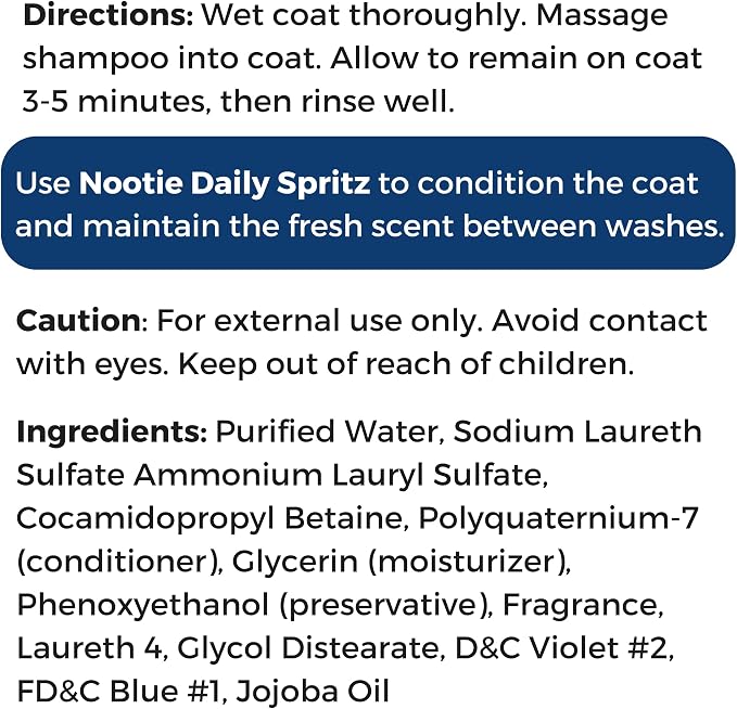 Nootie - Pet Shampoo for Sensitive Skin - Revitalizes Dry Skin & Coat - Natural Ingredients - Gentle Dog Shampoo - Cleans & Conditions