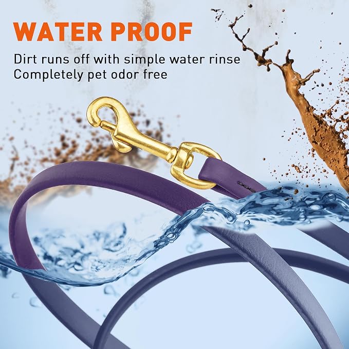 Viper Biothane K9 Working Dog Leash Waterproof Lead for Tracking Training Schutzhund Odor-Proof Long Line with Solid Brass Snap for Puppy Medium and Large Dogs, 33ft Violet Purple