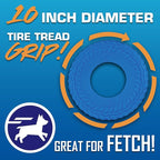 Nerf Dog Tire Flyer Outdoor Dog Toy, 10 Inch Flying Disc Dog Fetch Toy, Rubber Dog Toy for Medium Dogs and Large Dogs, Blue