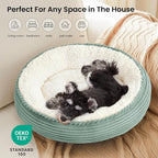 Love's cabin Round Donut Cat and Dog Cushion Bed, 24in Pet Bed for Small or Medium Dogs, Anti-Slip & Water-Resistant Bottom, Soft Durable Fabric Pet Beds, Washable Calming Cat Bed Apple Green