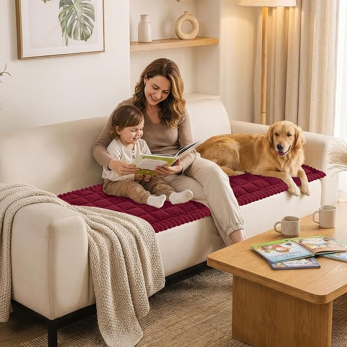 Smiry Couch Cover for Dogs, Non Slip Fuzzy Pet Sofa Covers Washable | Sofa Slipcovers for 3 Cushion Couch, Soft Thick Furniture Protector for Cats Dogs, Against Fur, Dirt, Scratch (35.4"x88")