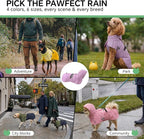 Luciphia Dog Raincoat, Adjustable Hooded Reflective Jacket with Pocket | Purple XX-Large dog rain jacket with leash hole, buckle-on, non-stick fur. For daily walks.