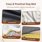 Comfort Expression Orthopedic Dog Bed for Extra Large Dogs with Bolster | Waterproof Dog Couch Bed with Washable Cover & Non-Slip Bottom, Supportive Egg Crate Foam Big Dog Bed, 53x42Inch