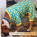 KYEESE Dog Pajamas Velvet Dog Pajamas Medium Sized Dogs Soft Dogs Clothes Pjs with Yellow Ducks Pattern Stretchy Pet Jammies Coat Comfy Pet Onesie Costume, 2X-Large