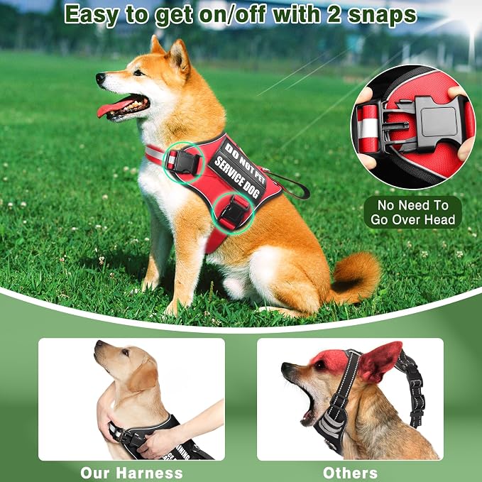 Service Dog Vest Harness and Leash Set+10 Patches,No Pull&Adjustable Reflective Dog Harness with Soft Padded Handle for Training/Everyday,Fit Small/Medium/Large/Extra-Large Dogs (Red S) | Adjustable Reflective Service Dog Harness Small Sized,Dog Leash ...