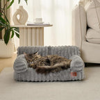 Hollypet Small Dog Large Cat Bed Puppy Couch Beds for Pets up to 25 lbs | Fluffy Dog Cat Couch Plush Soft Warming Pets Beds with Machine Washable Cover and Non-Slip Bottom