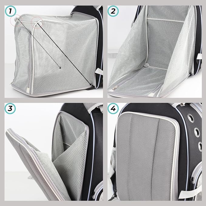Lollimeow Cat Carrier Backpack, Expandable Bubble Pet Carrier for Cats and Small Dogs, Airline Approved Travel Backpack for Hiking, Walking & Outdoor Adventures - Supports up to 14 lbs