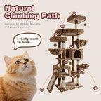 SHA CERLIN 82 inch Cat Tree Tower, Multi-Level Cat Condo with Plush Perches, Sisal Scratching Posts, Hammock and Toys, Stable Cat Tower for Kittens and Adult Cats, Leopard Print