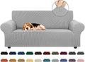 Stretch Loveseat Couch Cover, 2 Cushion Couch Slipcover,Silver | 1-Piece Washable Sofa Cover Pet Friendly (55"-78") Furniture Protector Soft Jacquard, Elastic Bottom for Dogs & Kids
