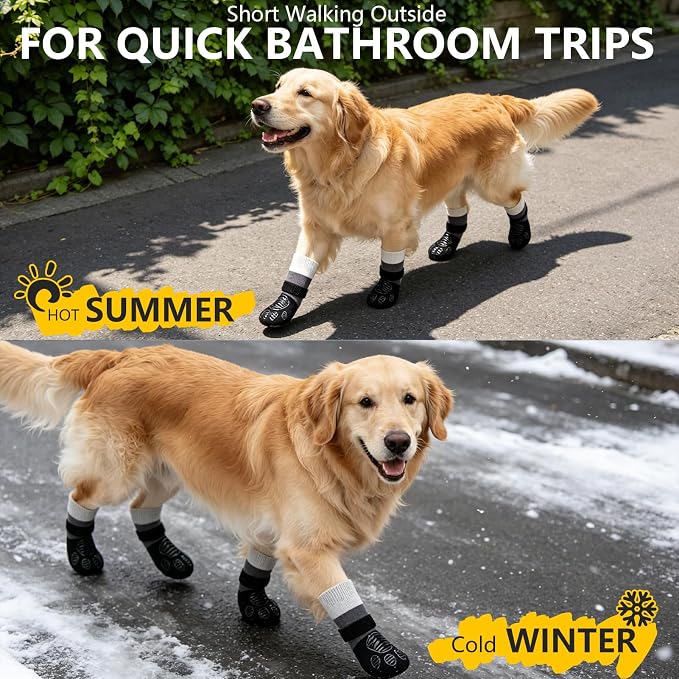 EXPAWLORER Non-Slip Dog Socks for Hardwood Floors to Prevent Licking, Dog Shoes for Hot Pavement Quick Walking, Dog Booties Boots & Paw Protectors with Grippers for Small Medium Large Senior Dogs XL