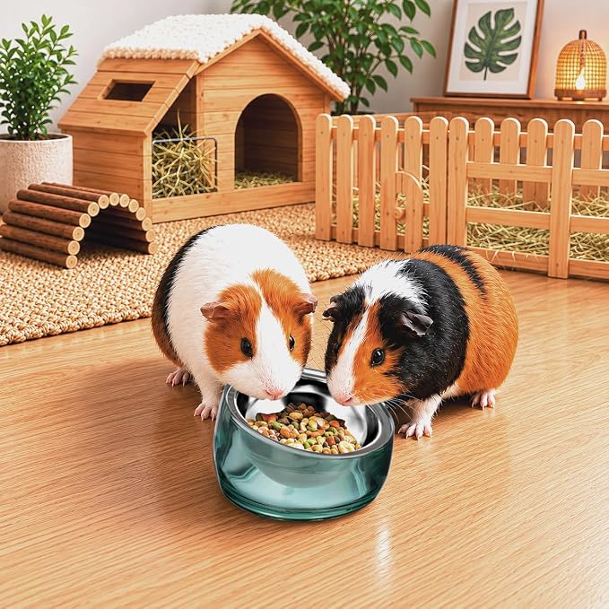 Felli Oblik 15° Tilted Small Animal Bowls for Pet Food & Water 6 oz Stainless Steel Dish Removable, Slanted Metal Plate Feeder for Kitten Puppy Rabbit Bunny Guinchilla Pig (0.75 Cups, Classic)
