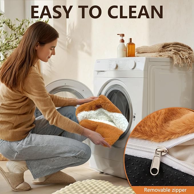 Dog Bed for Small Dogs, Toast Shaped Dog Bed Mat with Orthopedic Foam, Machine Washable Non-Slip Pet Bed, Plush Soft Puppy Mat for Indoor Use