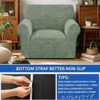 ZNSAYOTX Stretch Chair Cover, 1 Piece Couch Covers for 1 Seat Sofa, Jacquard Armchair Slipcovers with Elastic Bottom Thickened Furniture Protector for Dog Cat Pet (Small, Army Green)