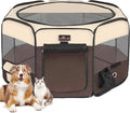 Aivituvin Dog Playpen Foldable Waterproof Pet Play Pens for Cat, Puppies, Rabbits, Chickens, Durable Portable Pet Tent for Travel Camping Indoor/Outdoor Brown XL