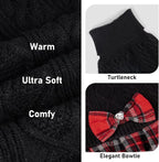 KYEESE Dog Sweater Dress Turtleneck Thick Knit Pullover for Cold Weather | Stretchy Fit, Lightweight & Warm, Cozy Knit Comfort, Cute Bow Accent, Gentle on Sensitive Skin, Comfortable Daily Wear
