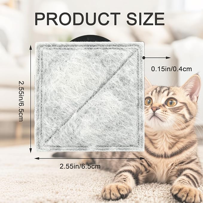 6-Pack Cat Water Fountain Filter Compatible with Petsafe Premier, Ion-X | Fit for Outlast Pumpless, Viva, Premier Cat Water Fountain Stainless Steel, Pet Water Fountain Filters for Dog & Cat