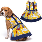 Parisian Pet Summer Dog Dress - Multicolor Clothes for Large Dogs Girl - Pet Dress with Leaf Pattern - Stylish Printed Beach Dog Outfit - Lightweight Puppy Clothes - Sleeveless Dresses for Dogs