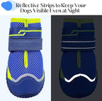 Illumifun Dog Boots for Hot Pavement Protection – 4 Pack Anti-Slip Breathable Paw Shoes with Reflective Straps, All-Season Outdoor Booties for Walking, Hiking, Camping (Navy Blue, Size 2)