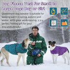 Queenmore Large Dog Sweaters, Soft Fleece Vest Pullover Dog Jacket with Leash Hole, Warm Winter Dog Clothes Cold Weather Doggy Dachshund Sweater for Large Dogs Cats Boy or Girl (Peacock-Blue, L)