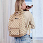 Cleverpup Porter 2-in-1 Dog Gear Backpack – Premium Dog Travel Bag with 10 Pockets, Zip-Off Treat Pouch, Leash Clip, Waterproof Pockets & Water Bottle Holder – Weekend, Hiking, Camping, Checkerboard