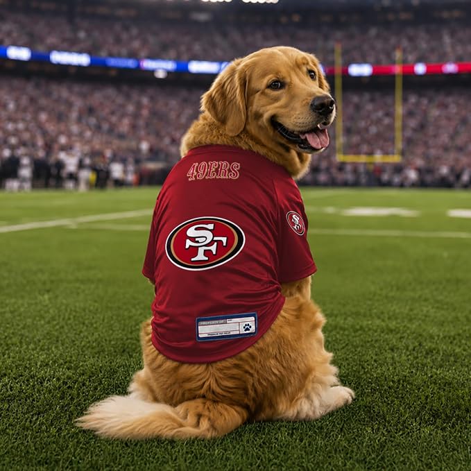 Littlearth NFL San Francisco 49ers Stretch Pet Jersey, Team Color, Large