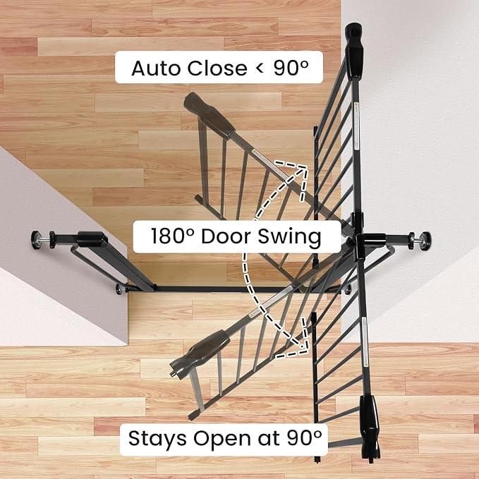 BalanceFrom Easy Walk-Thru Baby Safety Gate, Fits 29.1" to 33.8" Openings | with Hold-Open and Auto-Close – Adjustable Steel Barrier for Stairs, Doorways, and Hallways, No Drilling Installation