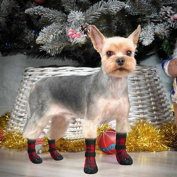 EXPAWLORER Anti-Slip Dog Socks-Double Sides Grips Traction Control on Hardwood Floor,Dog Shoes for Hot/Cold Pavement,Best Paw Protector,Prevents Licking,for Puppy Small Medium Large Senior Dogs