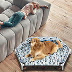 Elevated Dog Bed with Bolster, Raised Cooling Orthopedic Dogs Cot X-Large | Hexagon Outdoor Dog Bed with Metal Frame for Up to 130 lbs, Portable Dog Hammock for Patio Camping, Breathable Off the Ground